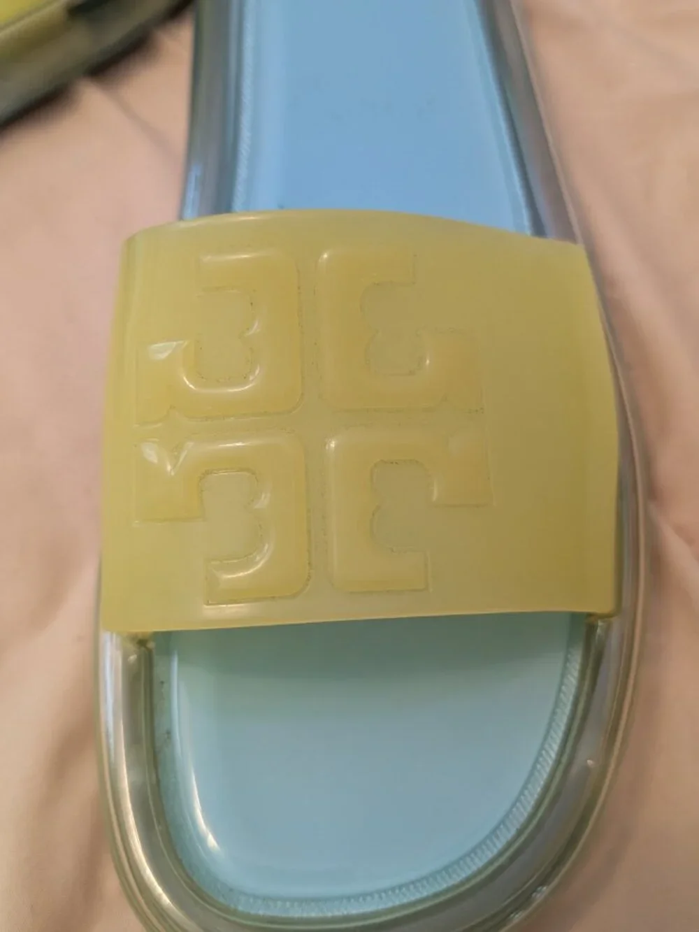 Tory Burch Blue Yellow Jelly Slide Sandals Size 8
